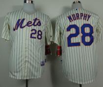 New York Mets -28 Daniel Murphy Cream Blue Strip  Alternate Cool Base Stitched MLB Jersey
