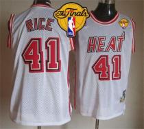 Miami Heat -41 Glen Rice White Throwback Finals Patch Stitched NBA Jersey