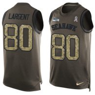 Nike Seahawks -80 Steve Largent Green Stitched NFL Limited Salute To Service Tank Top Jersey