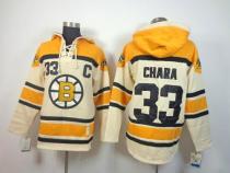 Boston Bruins -33 Zdeno Chara Cream Sawyer Hooded Sweatshirt Stitched NHL Jersey