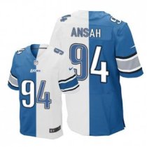 Nike Lions -94 Ziggy Ansah Blue White Stitched NFL Elite Split Jersey