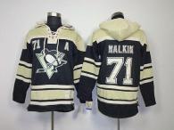 Pittsburgh Penguins -71 Evgeni Malkin Black Sawyer Hooded Sweatshirt Stitched NHL Jersey