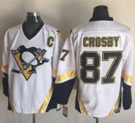Pittsburgh Penguins -87 Sidney Crosby White CCM Throwback Stitched NHL Jersey