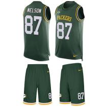 Packers -87 Jordy Nelson Green Team Color Stitched NFL Limited Tank Top Suit Jersey