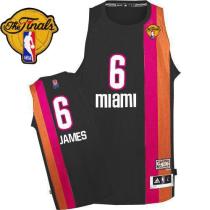 Miami Heat -6 LeBron James Black ABA Hardwood Classic With Finals Patch Stitched NBA Jersey
