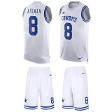 Cowboys -8 Troy Aikman White Stitched NFL Limited Tank Top Suit Jersey