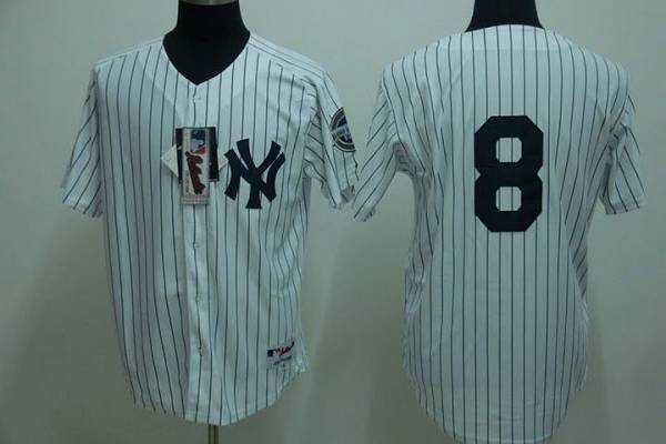 New York Yankees -8 Yogi Berra Stitched White MLB Jersey