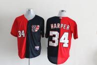 Washington Nationals #34 Bryce Harper Blue Red Split Fashion Stitched MLB Jersey