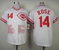 Mitchell And Ness Cincinnati Reds -14 Pete Rose White Commemorative Edition Stitched MLB Jersey