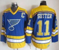 St Louis Blues -11 Brian Sutter Light Blue Yellow CCM Throwback Stitched NHL Jersey