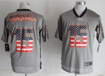 2014 New Nike Chicago Bears 15 Marshall USA Flag Fashion Grey Shadow Elite Jerseys