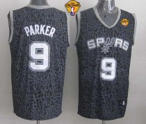 San Antonio Spurs -9 Tony Parker Black Crazy Light Finals Patch Stitched NBA Jersey
