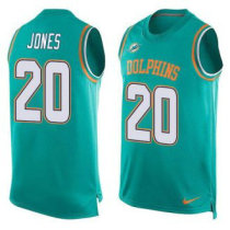 Nike Miami Dolphins -20 Reshad Jones Aqua Green Team Color Stitched NFL Limited Tank Top Jersey