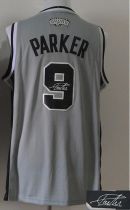 Revolution 30 Autographed San Antonio Spurs -9 Tony Parker Grey Stitched NBA Jersey