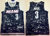 Miami Heat -3 Dwyane Wade Black City Light Stitched NBA Jersey