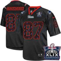 Nike New England Patriots -87 Rob Gronkowski New Lights Out Black Super Bowl XLIX Champions Patch Me
