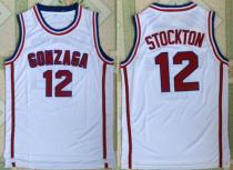 Utah Jazz -12 John Stockton White Gonzaga Bulldogs College Stitched NBA Jersey