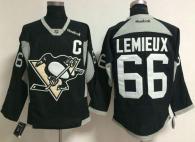 Pittsburgh Penguins -66 Mario Lemieux Black Practice Stitched NHL Jersey
