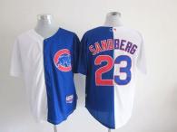 Chicago Cubs -23 Ryne Sandberg White Blue Split Fashion Stitched MLB Jersey