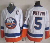 New York Islanders -5 Denis Potvin White CCM Throwback Stitched NHL Jersey