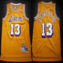 Los Angeles Lakers -13 Wilt Chamberlain Yellow Throwback Stitched NBA Jersey