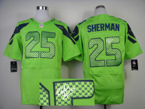 Nike NFL Seattle Seahawks #25 Richard Sherman Elite Green Men's Stitched Autographed Jersey
