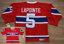 Montreal Canadiens -5 Guy Lapointe Stitched Red CH CCM Throwback NHL Jersey