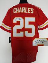 Nike Kansas City Chiefs #25 Jamaal Charles Red Team Color Men's Stitched NFL Elite Autographed Jerse