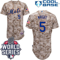 New York Mets -5 David Wright Alternate Camo Cool Base W 2015 World Series Patch Stitched MLB Jersey