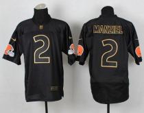 Nike Cleveland Browns -2 Johnny Manziel Black Gold No Fashion Men's Stitched NFL Elite Jersey
