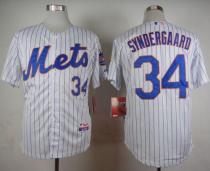 New York Mets -34 Noah Syndergaard White Blue Strip Home Cool Base Stitched MLB Jersey
