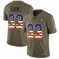 Nike Vikings -33 Dalvin Cook Olive USA Flag Stitched NFL Limited 2017 Salute To Service Jersey