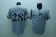 Milwaukee Brewers -28 Prince Fielder Stitched Grey Cool Base MLB Jersey