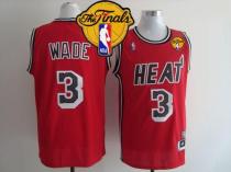 Miami Heat -3 Dwyane Wade Red Hardwood Classics Nights Finals Patch Stitched NBA Jersey