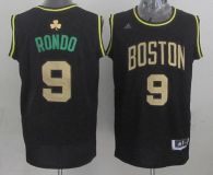 Boston Celtics -9 Rajon Rondo Black Gold NO Stitched NBA Jersey