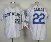 Milwaukee Brewers -22 Matt Garza White blue strip  Stitched MLB Jersey