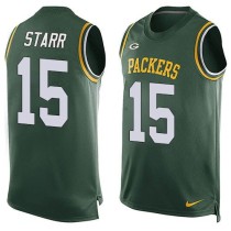 Nike Green Bay Packers -15 Bart Starr Green Team Color Stitched NFL Limited Tank Top Jersey
