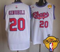 San Antonio Spurs -20 Manu Ginobili White ABA Hardwood Classic Finals Patch Stitched NBA Jersey