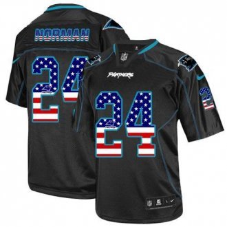 Nike Carolina Panthers -24 Josh Norman Black Stitched NFL Elite USA Flag Fashion Jersey