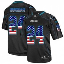 Nike Carolina Panthers -24 Josh Norman Black Stitched NFL Elite USA Flag Fashion Jersey