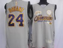 Los Angeles Lakers -24 Kobe Bryant Grey 2010 NBA Finals Champions Stitched NBA Jersey