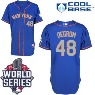 New York Mets -48 Jacob DeGrom Blue Grey NO  Alternate Road Cool Base W 2015 World Series Patch Stit