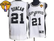 San Antonio Spurs -21 Tim Duncan Stitched White Finals Patch NBA Jersey