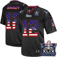 Nike New England Patriots -12 Tom Brady Black Super Bowl XLIX Champions Patch Mens Stitched NFL Elit