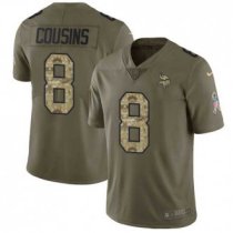 Nike Vikings -8 Kirk Cousins Olive Camo Stitched NFL Limited 2017 Salute to Service Jersey