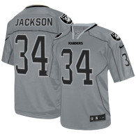 Nike Oakland Raiders #34 Bo Jackson Lights Out Grey Men's Stitched NFL Elite Jersey