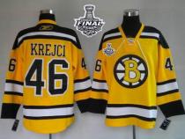 Boston Bruins Stanley Cup Finals Patch -46 David Krejci Stitched Winter Classic Yellow NHL Jersey