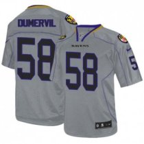Nike Ravens -58 Elvis Dumervil Lights Out Grey Stitched NFL Elite Jersey