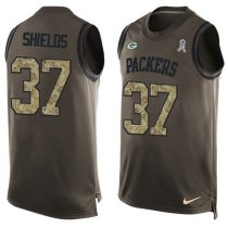 Nike Packers -37 Sam Shields Green Stitched NFL Limited Salute To Service Tank Top Jersey