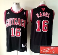 Autographed Revolution 30 Chicago Bulls -16 Pau Gasol Black Stitched NBA Jersey